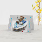 魚釣りベアが幸せを祈る*16th*誕生日 カード (黄色い花)