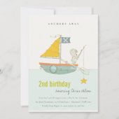 魚釣りベアスターキッズany年齢誕生日招待状 サンキューカード (正面)