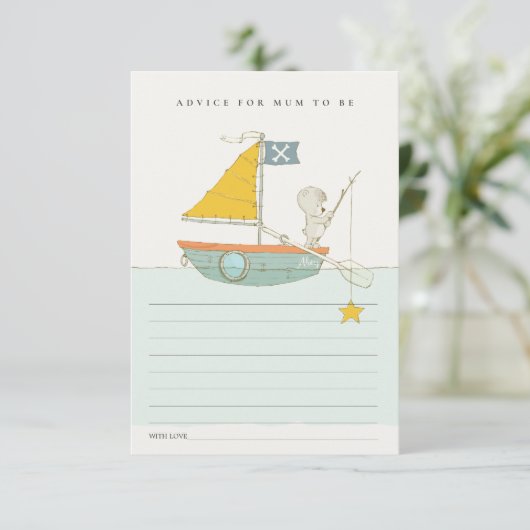 魚釣りベアヨットアドバイスムーム赤ちゃんシャワー エンクロージャーカード (スタンド正面)