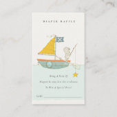 魚釣りベアラボートおむつラッフルベビーシャワー エンクロージャーカード (正面)