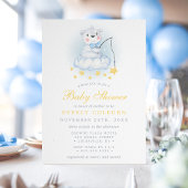 魚釣りベアーオンクラウドウォーター色の男の子ベイビーシャワー 招待状