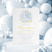 魚釣りベアーオンクラウドウォーター色の男の子ベイビーシャワー 招待状