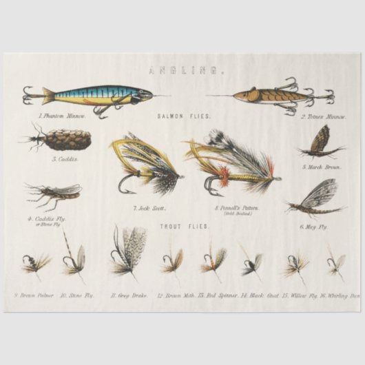 魚釣りベイズフライアングルデコパージュ 薄葉紙 (正面)