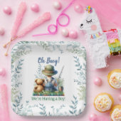 魚釣りベビーとテディベア | 赤ちゃんシャワー ペーパープレート (パーティー)