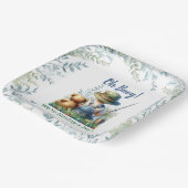 魚釣りベビーとテディベア | 赤ちゃんシャワー ペーパープレート (傾斜あり)