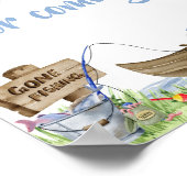 魚釣りベビーシャワーありがとうござ来う ポスター (角)