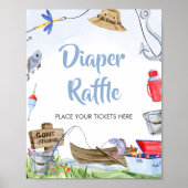 魚釣りベビーシャワーおむつラッフル ポスター (正面)