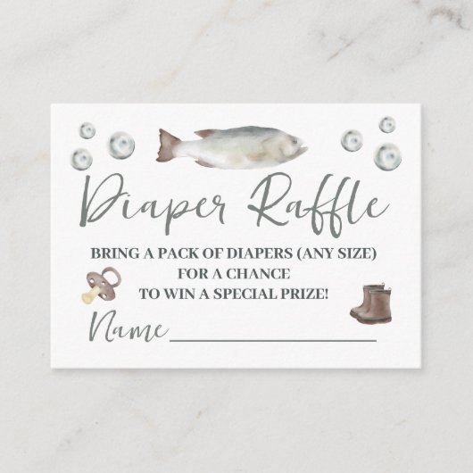 魚釣りベビーシャワーリール励起おむつラッフル エンクロージャーカード (正面)