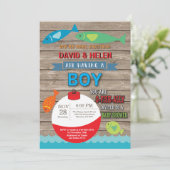 魚釣りベビーシャワー招待状ボーイフィッシュ 招待状 (スタンド正面)