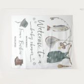 魚釣りベビーシャワー招待状 タペストリー (正面(横))