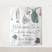 魚釣りベビーシャワー招待状 タペストリー (正面)