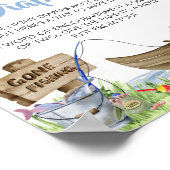 魚釣りベビーシャワー深夜おむつ ポスター (角)