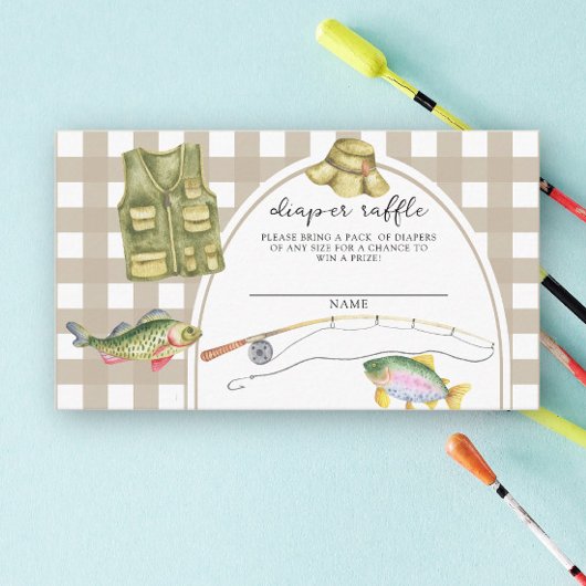 魚釣りベビーシャワー – おむつラッフルチケット エンクロージャーカード