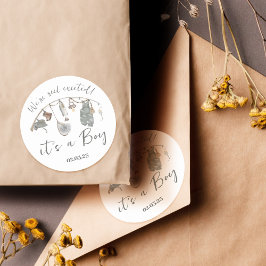 魚釣りベビーシャワー ラウンドシール