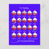 魚釣りボバー、おもしろい魚釣り気分、感情 ポストカード (正面)