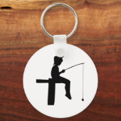 魚釣りボーイシルエット キーホルダー (正面)