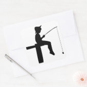 魚釣りボーイシルエット スクエアシール (封筒)