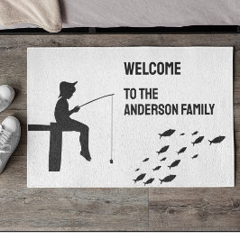 魚釣りボーイ魚釣り魚 ドアマット