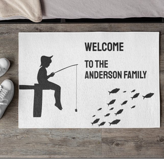 魚釣りボーイ魚釣り魚 ドアマット (クリエイターアップロード済み)