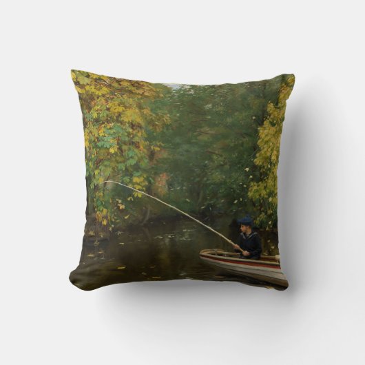 魚釣りボーイ（Hans Andersen Brendekilde著） クッション (正面)