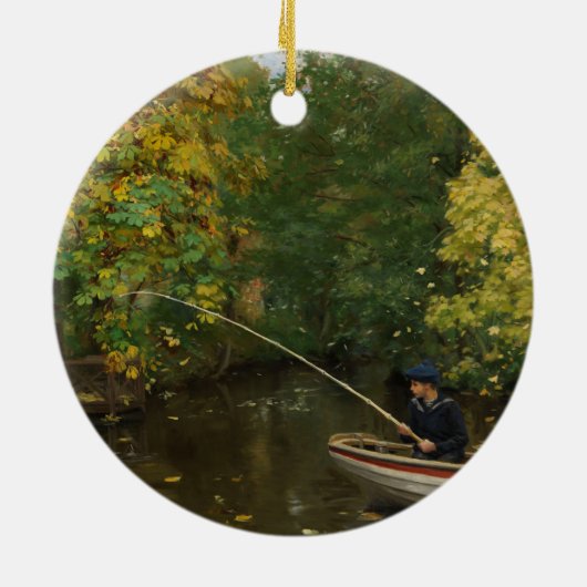 魚釣りボーイ（Hans Andersen Brendekilde著） セラミックオーナメント (裏面)