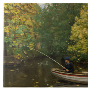 魚釣りボーイ（Hans Andersen Brendekilde著） タイル