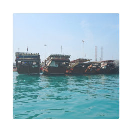 魚釣りボーツハーバー16"x16"メタルアート メタルプリント