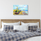 魚釣りボートのビーチバイビンセント・ヴァン・ゴッホ キャンバスプリント (インサイチュ (寝室))