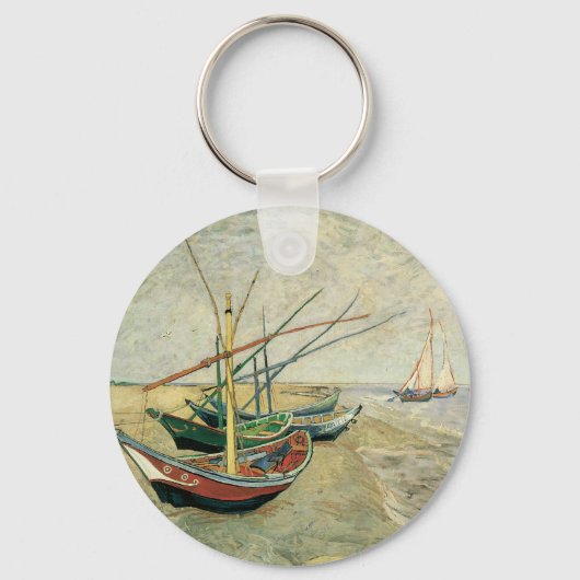 魚釣りボートのビーチバイビンセント・ヴァン・ゴッホ キーホルダー (正面)