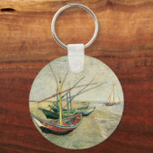 魚釣りボートのビーチバイビンセント・ヴァン・ゴッホ キーホルダー (正面)