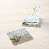 魚釣りボートのビーチバイビンセント・ヴァン・ゴッホ スクエアペーパーコースター (インサイチュ)