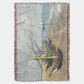 魚釣りボートのビーチバイビンセント・ヴァン・ゴッホ スローブランケット (正面縦)
