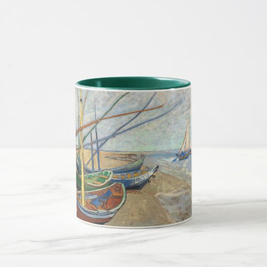 魚釣りボートのビーチバイビンセント・ヴァン・ゴッホ マグカップ (中央)
