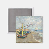 魚釣りボートのビーチバイビンセント・ヴァン・ゴッホ マグネット (正面/裏面)