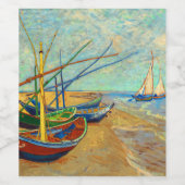 魚釣りボートのビーチバイビンセント・ヴァン・ゴッホ ワインラベル (シングルラベル)