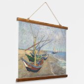 魚釣りボートのビーチバイビンセント・ヴァン・ゴッホ 吊り下げ型タペストリー (傾斜あり)