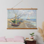 魚釣りボートのビーチバイビンセント・ヴァン・ゴッホ 吊り下げ型タペストリー (寝室)