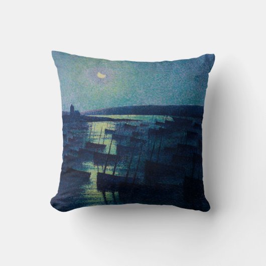 魚釣りボートの月明かり(カマレット、フランス) クッション (正面)