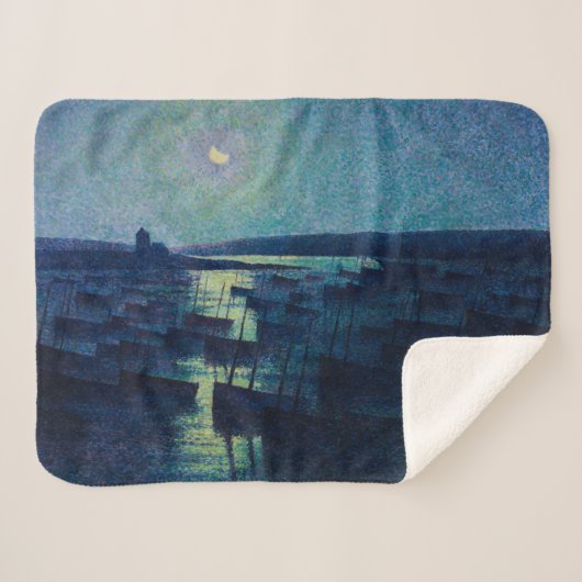 魚釣りボートの月明かり（カマレット、フランス） シェルパブランケット (正面(横))