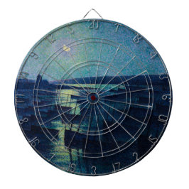 魚釣りボートの月明かり（カマレット、フランス） ダーツボード