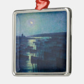 魚釣りボートの月明かり（カマレット、フランス） メタルオーナメント (左)