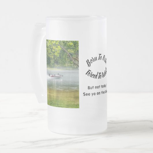 魚釣りボートの移動フロステッドマグカップ フロストグラスビールジョッキ (正面左)