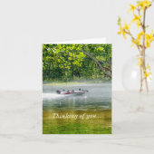 魚釣りボートの移動考えるのカード カード (黄色い花)