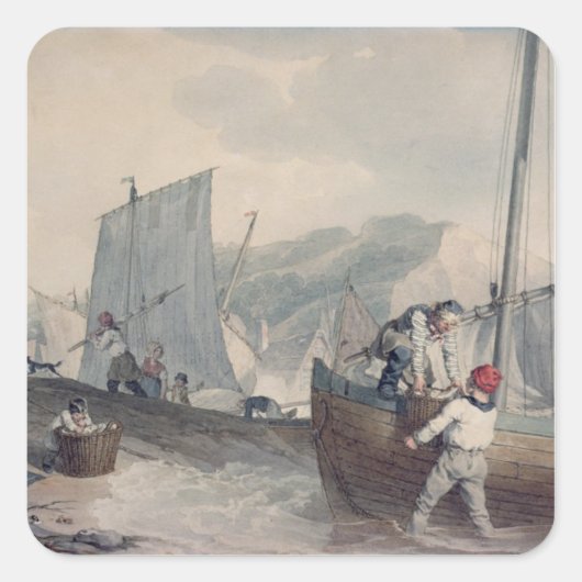 魚釣りボートの荷降ろし スクエアシール (正面)