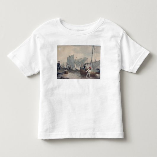 魚釣りボートの荷降ろし トドラーTシャツ (正面)