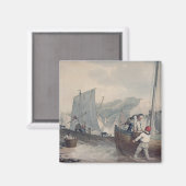 魚釣りボートの荷降ろし マグネット (正面/裏面)