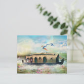 魚釣りボートはがき ポストカード (スタンド正面)