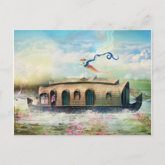 魚釣りボートはがき ポストカード (正面)