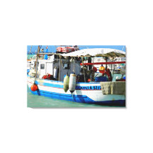 魚釣りボートはトスカーナ沿岸絵画の、の。