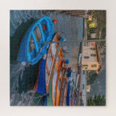 魚釣りボートは湖のリヴァデルガルダイタリア ジグソーパズル (横)